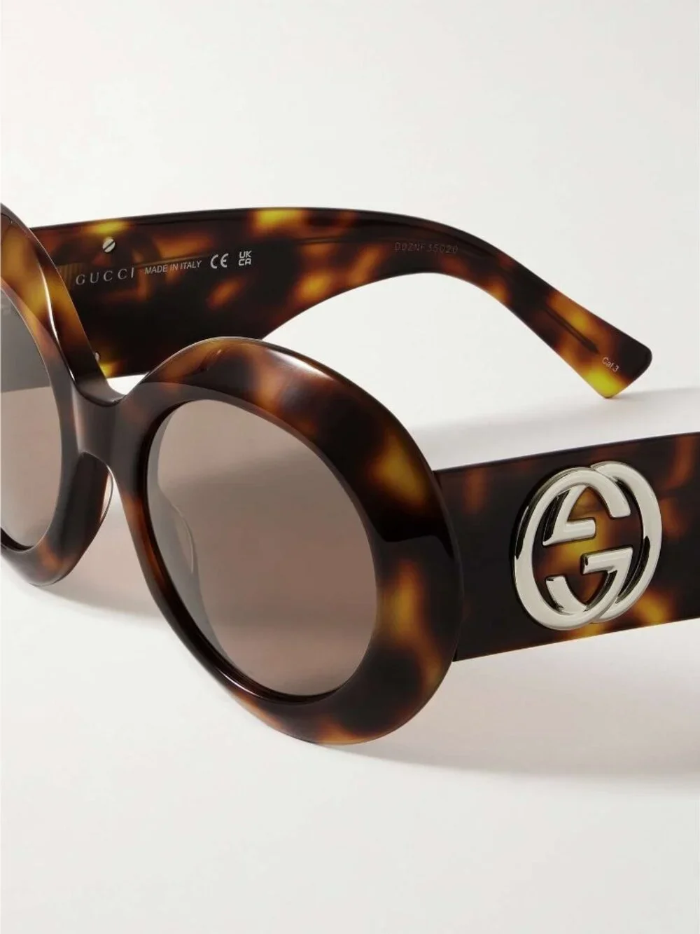 New GUCCI GG1647S 009 Oversized round-frame tortoiseshell acetate sunglasses